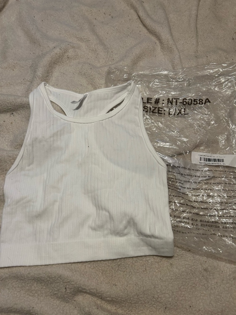 Zenana Outfitters White Ribbed Cropped Tank